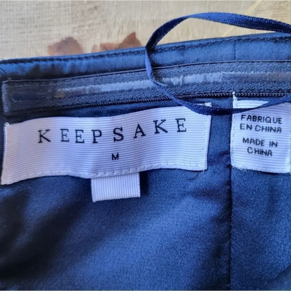 Keepsake The Label Blue True Awakening Satin Strapless Wide Leg Cropped Jumpsuit - Picture 9 of 9